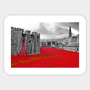 Red Poppies At The Tower Of London Sticker